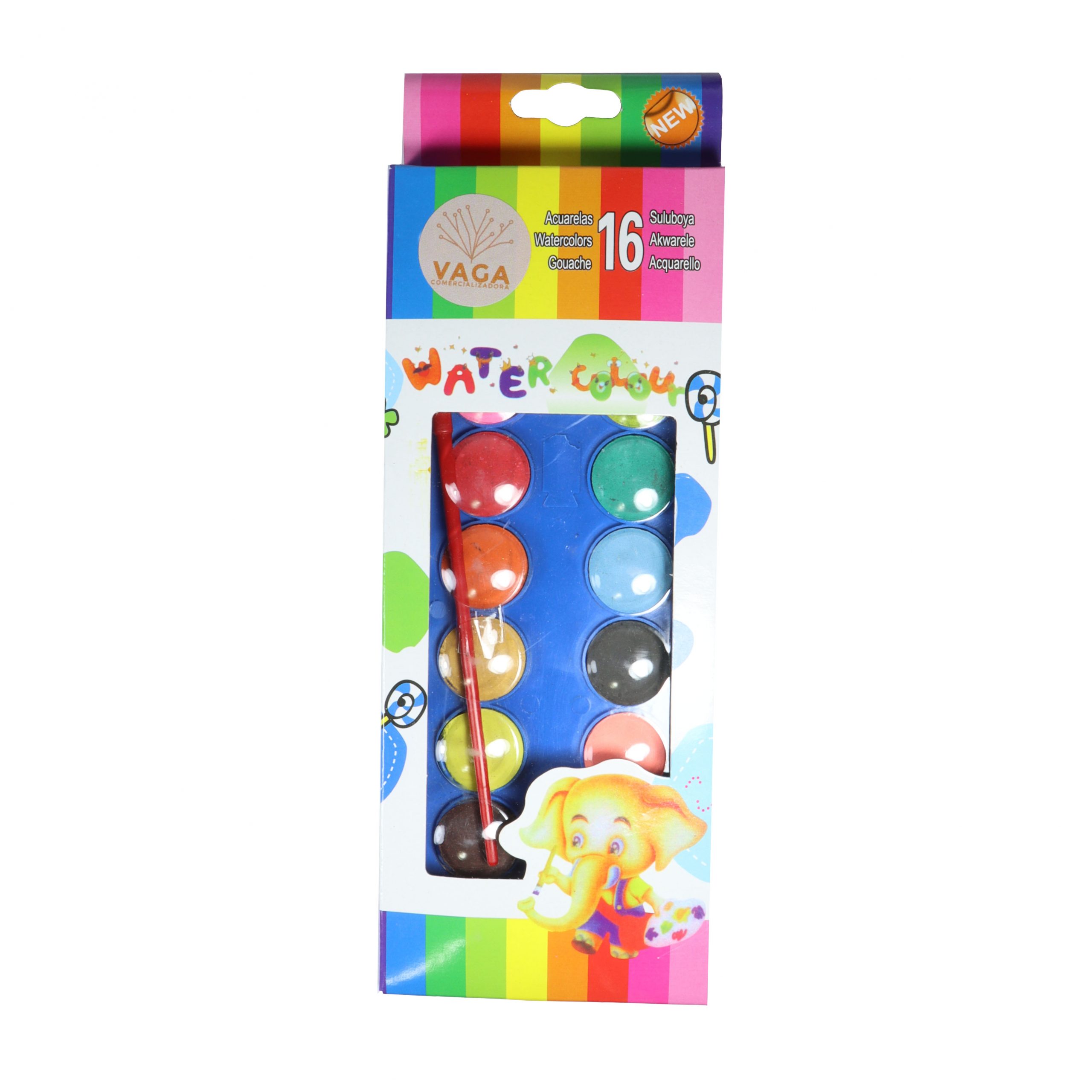 Acuarela Liderpapel 24 Colores con Pincel Estuche de Plastico. Acuarelas  para niños . La Superpapelería