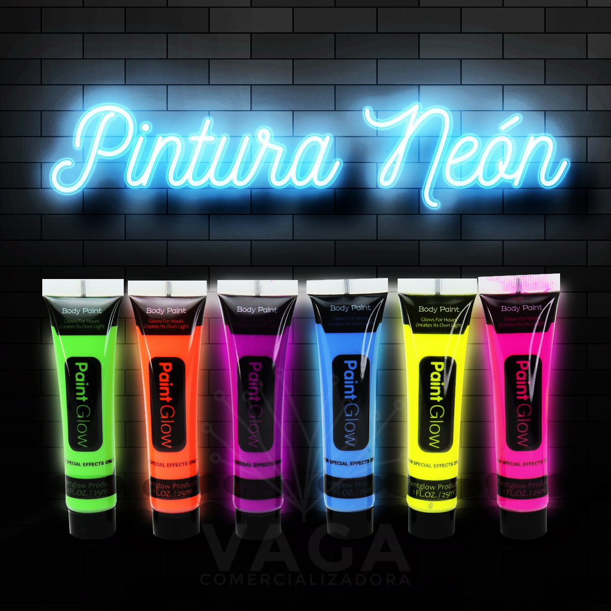 12 Tubo Pintura Fluorescente Neon Corporal Maquillaje Luz Uv –  Comercializadora VAGA