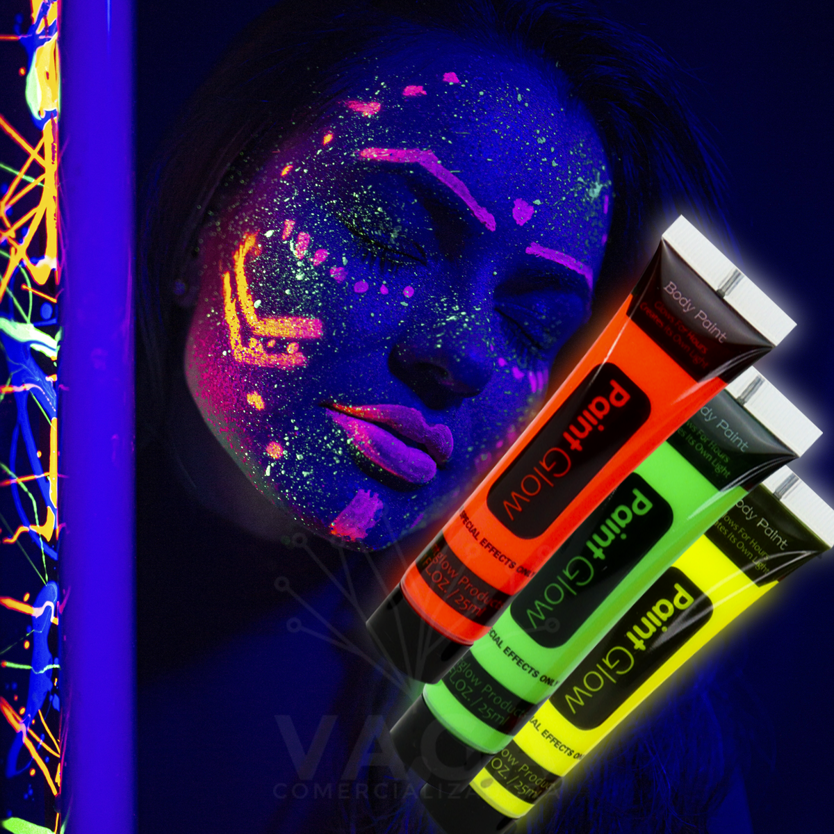 12 Tubo Pintura Fluorescente Neon Corporal Maquillaje Luz Uv –  Comercializadora VAGA
