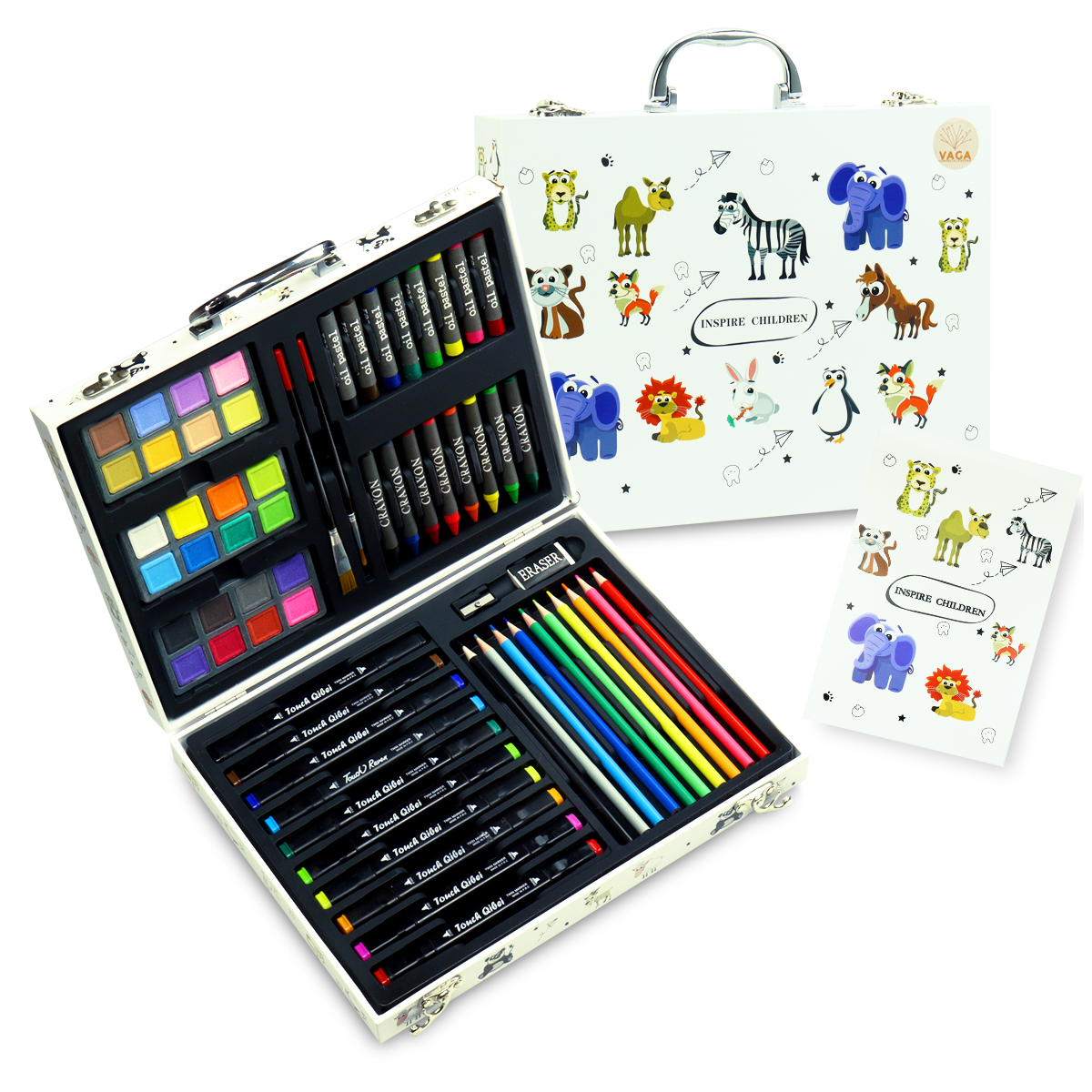 Set Arte Colores Crayones Plumones Acuarelas Estuche 220 Pzs