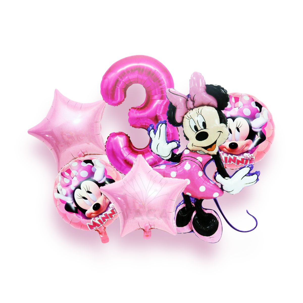 Kits 6pz Globos Metalicos Minnie Mouse Numero Cumpleaños