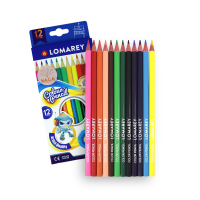 12 Cajas Lapices Colores Largos Triangulares Lomarey Cq-01