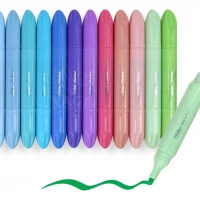 Set 12 Marcatextos Resaltador Punta Doble Colores Mj-0514