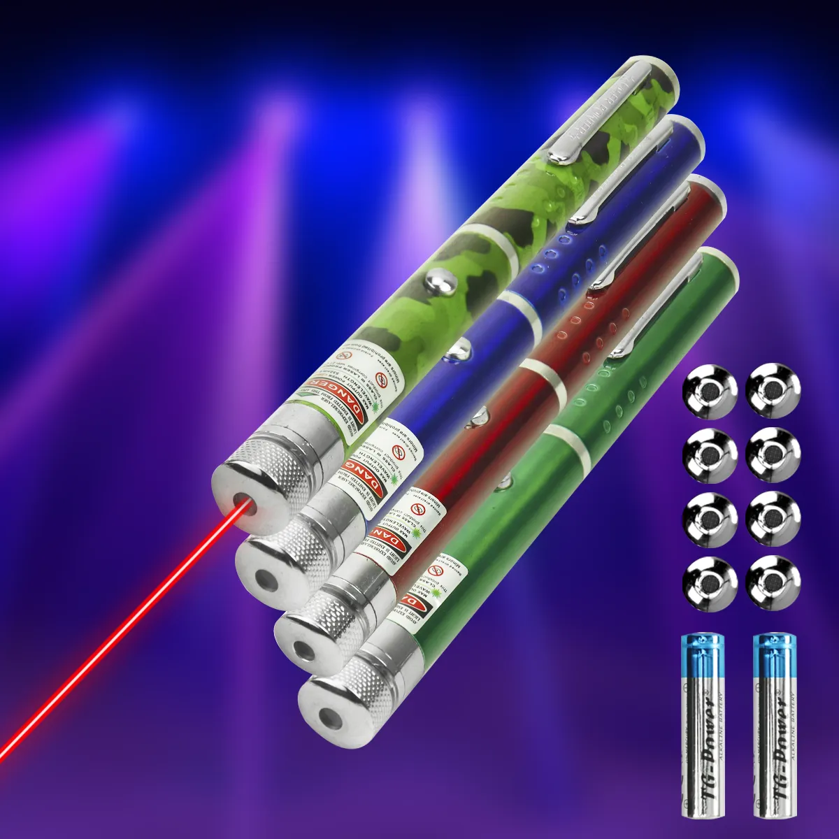 Laser Puntero Tipo Pluma 532nm Verde 8 Puntas Efectos 200 M