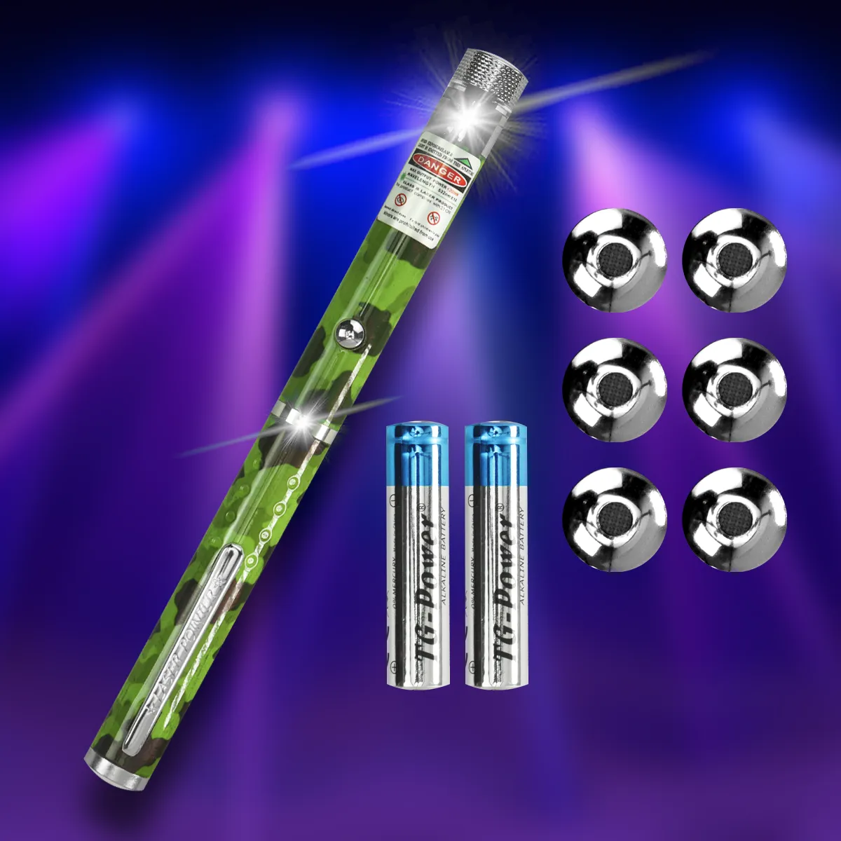 Laser Puntero Tipo Pluma 532nm Verde 8 Puntas Efectos 200 M - Imagen 3