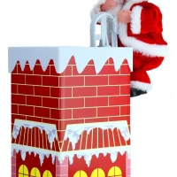 Santa Claus Escala Chimenea Musical Decoración Navidad Santa Rojo