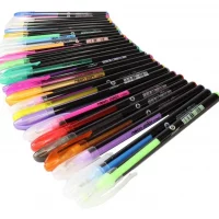 48 Plumas Gel Colores Neón Aperlados Fluorecentes Metalicos Colores