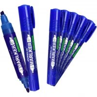 12 Pzs Marcador Permanente Doble Punta Grueso Azul