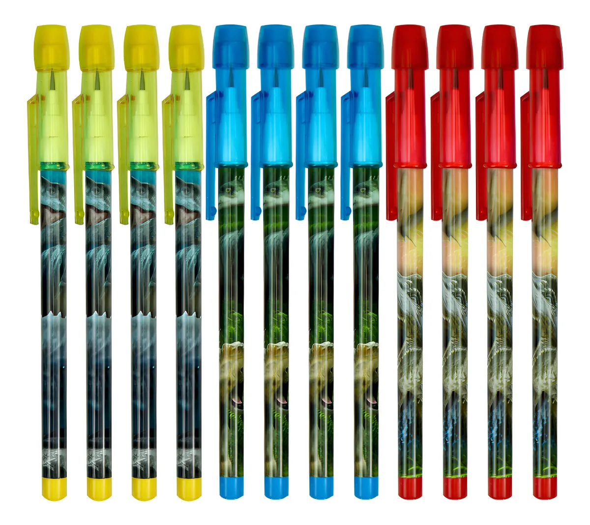 12 Lápiz Con Goma Puntillas Intercambiables Dinosaurios