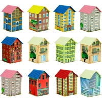 12 Edificios De 10 Cm Cartón Para Maqueta