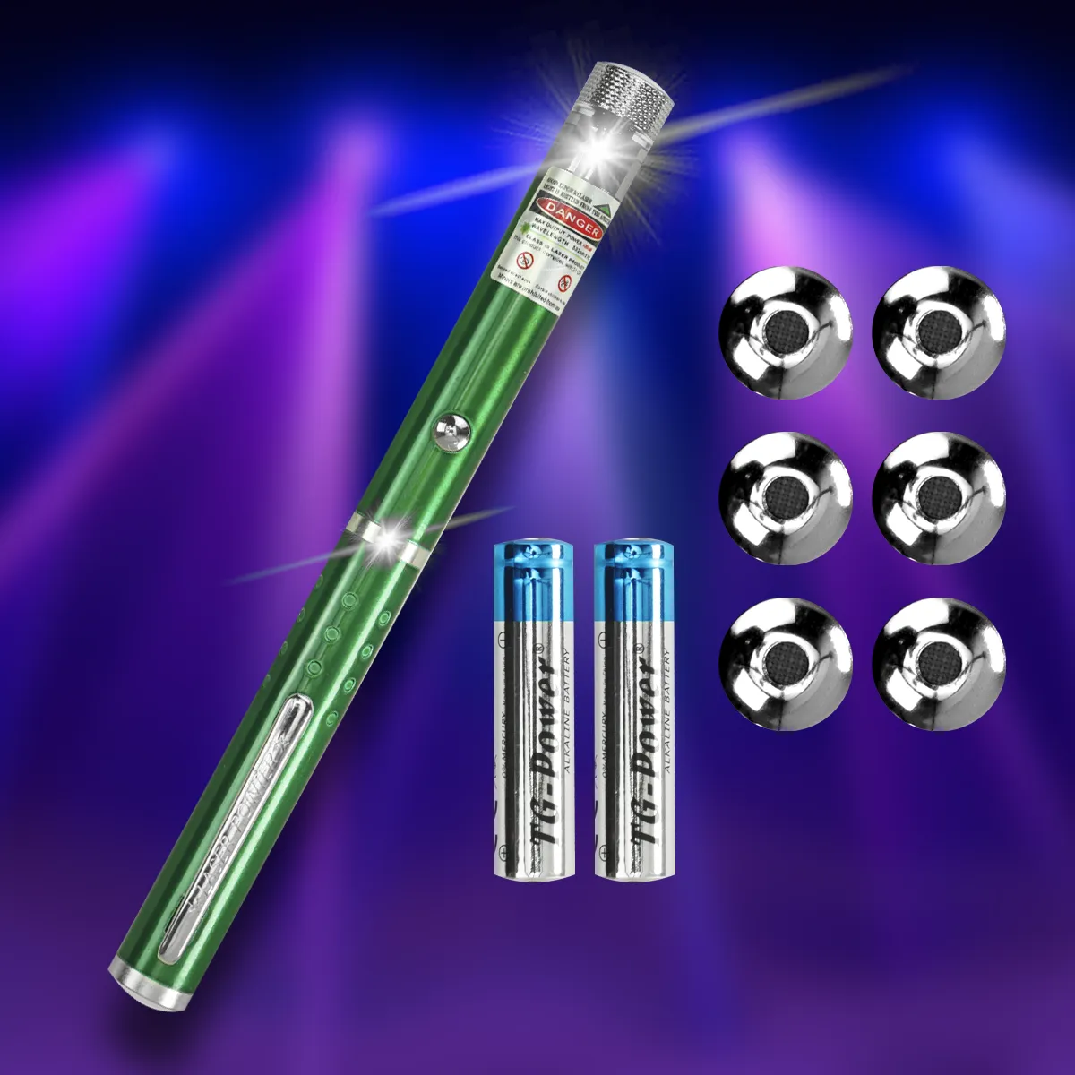 Laser Puntero Tipo Pluma 532nm Verde 8 Puntas Efectos 200 M - Imagen 2