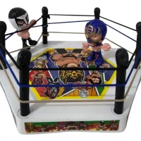 Juguete Ring De Lucha Libre Hexadrilatero Con 2 Luchadores