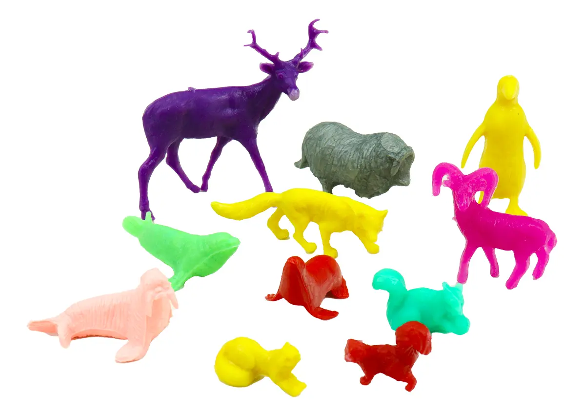 100 Animales Plástico Habitad Tundra Maqueta Escolar