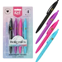 4 Bolígrafos Kiut Punta Delgada 0.7mm Soft Touch Ultra Suave