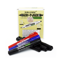 12 Pzs Marcador Permanente Doble Punta Grueso Azul Y Rojo