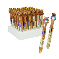 Pack 2 Plumas Capibara Bolígrafo Multicolor Con Luces Kawaii Marrón Claro Colores