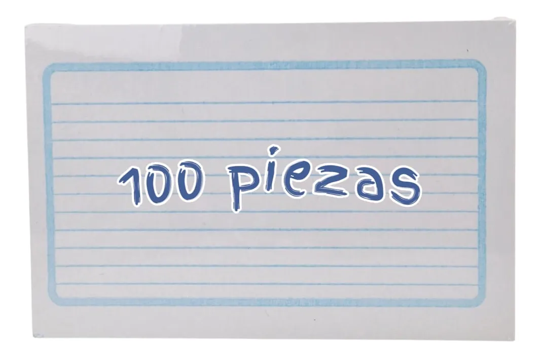 100 Tarjetas Fichas Bibliográficas Raya 7.8x 12.2cm 140gr