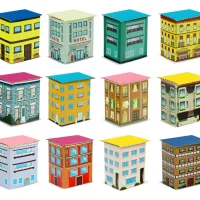 12 Edificios De 5 Cm Cartón Para Maqueta Escolar