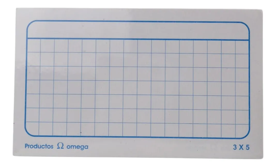 100 Tarjetas Fichas Bibliográficas Cuadro 7.5x 12.5cm 140gr