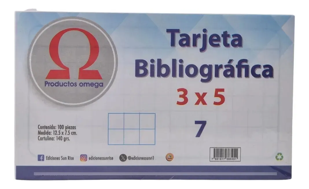 100 Tarjetas Fichas Bibliográficas Cuadro 7.5x 12.5cm 140gr - Imagen 2