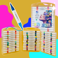 36 Marcadores Dobles Acrílico Colores Punta Pincel Talentito